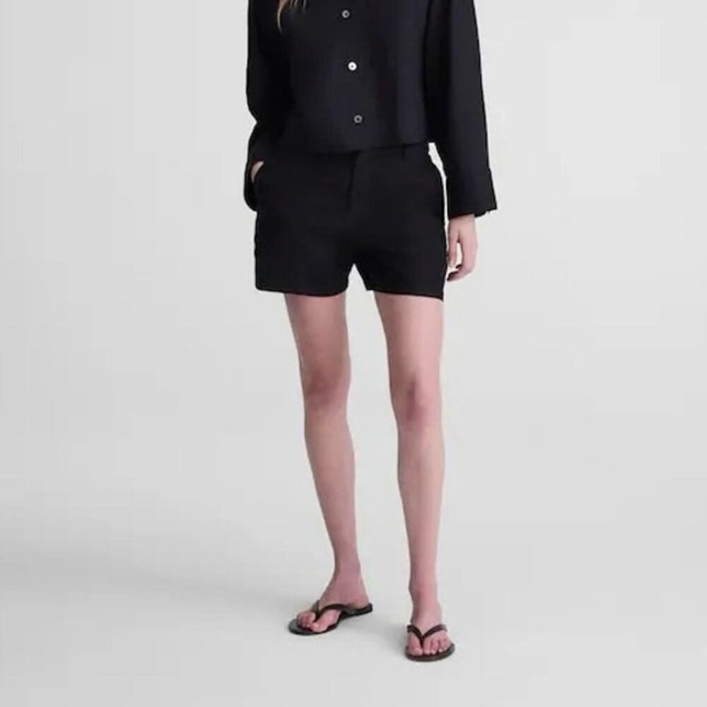 NWT Madewell The Zoe Short High-Rise In 100% Linen Jet Black Size 6